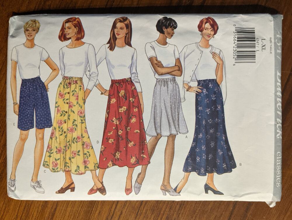 UNCUT Butterick Skirt Pattern 4347 Size L-XL
